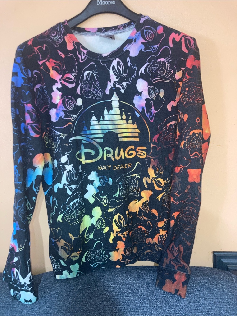 Black Rainbow-Print Crewneck Sweater